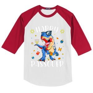 Happy Passover Dinosaur Jewish Passover Kids Colorblock Raglan Jersey