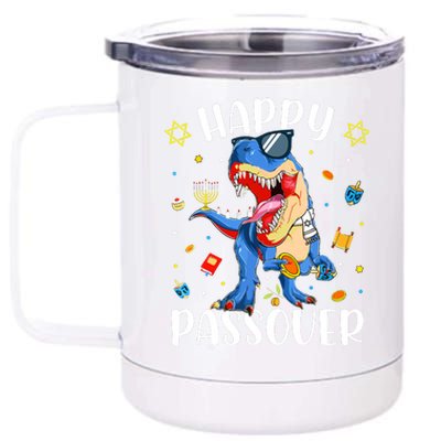 Happy Passover Dinosaur Jewish Passover 12 oz Stainless Steel Tumbler Cup