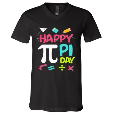 Happy Pi Day  Math Teachers Student Professor Pi Day V-Neck T-Shirt