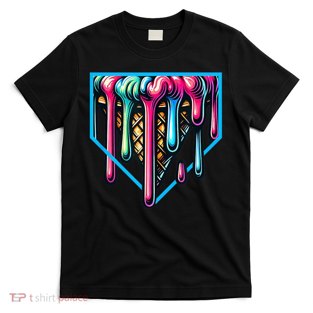 Home Plate Drip Ice Cream Softball & Baseball T-Shirt
