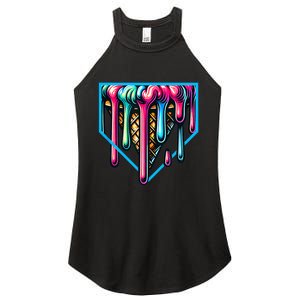 Home Plate Drip Ice Cream Softball & Baseball Women's Perfect Tri Rocker Tank