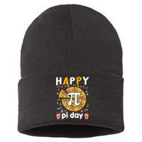 Happy Pi Day Mathematic Math Teacher For Pi Day 3.14 Sustainable Knit Beanie