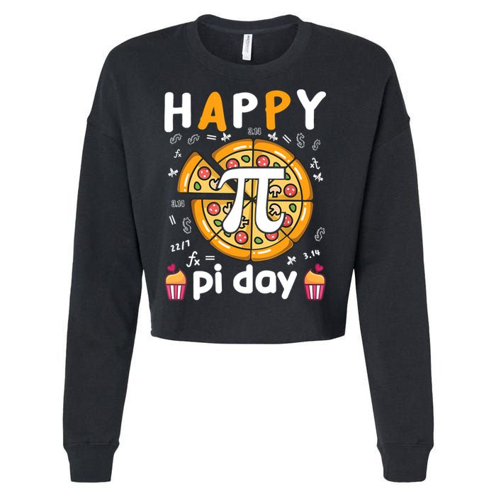 Happy Pi Day Mathematic Math Teacher For Pi Day 3.14 Cropped Pullover Crew