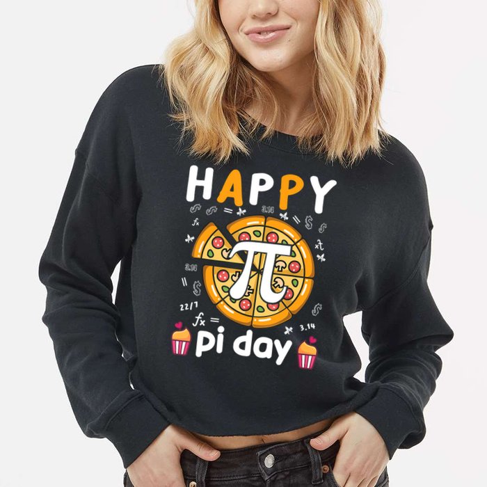 Happy Pi Day Mathematic Math Teacher For Pi Day 3.14 Cropped Pullover Crew