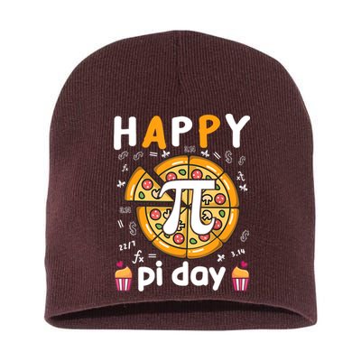 Happy Pi Day Mathematic Math Teacher For Pi Day 3.14 Short Acrylic Beanie