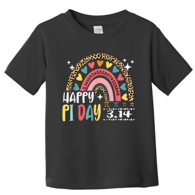 Happy Pi Day Leopard Rainbow Math Teacher Funny Toddler T-Shirt