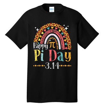 Happy Pi Day Mathematic Math Teacher Gifts Leopard Rainbow Tall T-Shirt