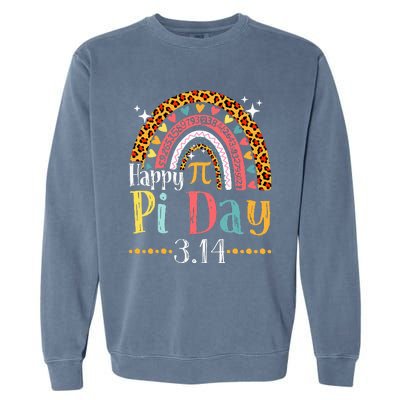 Happy Pi Day Mathematic Math Teacher Gifts Leopard Rainbow Garment-Dyed Sweatshirt