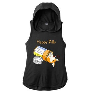 Happy Pills Dog Medicine Puppy Red Hearts Ladies PosiCharge Tri-Blend Wicking Draft Hoodie Tank