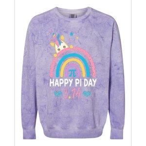 Happy Pi Day Math Teacher School  Rainbow Unicorn Colorblast Crewneck Sweatshirt