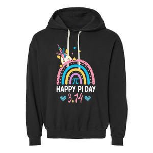 Happy Pi Day Math Teacher School  Rainbow Unicorn Garment-Dyed Fleece Hoodie