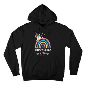 Happy Pi Day Math Teacher School  Rainbow Unicorn Hoodie