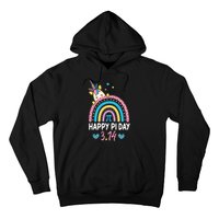 Happy Pi Day Math Teacher School  Rainbow Unicorn Hoodie