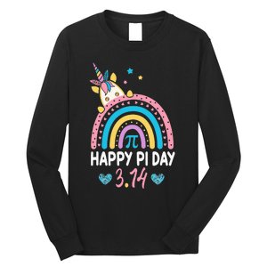 Happy Pi Day Math Teacher School  Rainbow Unicorn Long Sleeve Shirt