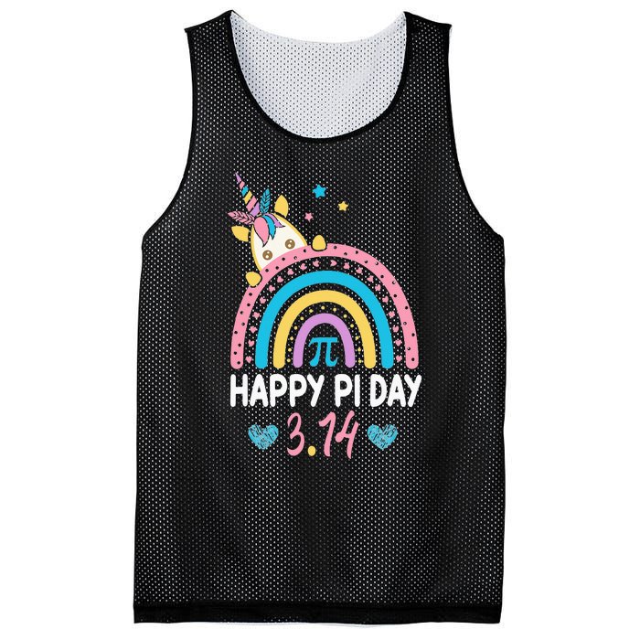 Happy Pi Day Math Teacher School  Rainbow Unicorn Mesh Reversible Basketball Jersey Tank