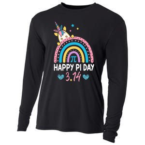 Happy Pi Day Math Teacher School  Rainbow Unicorn Cooling Performance Long Sleeve Crew