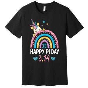 Happy Pi Day Math Teacher School  Rainbow Unicorn Premium T-Shirt