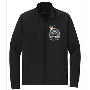 Happy Pi Day Math Teacher School  Rainbow Unicorn Stretch Full-Zip Cadet Jacket