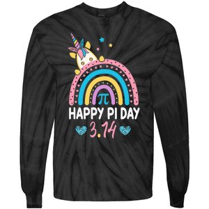 Happy Pi Day Math Teacher School  Rainbow Unicorn Tie-Dye Long Sleeve Shirt