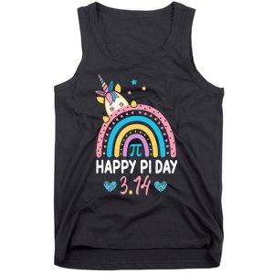 Happy Pi Day Math Teacher School  Rainbow Unicorn Tank Top