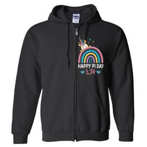 Happy Pi Day Math Teacher School  Rainbow Unicorn Full Zip Hoodie