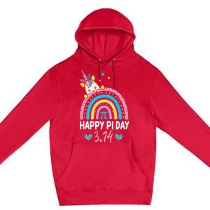 Happy Pi Day Math Teacher School  Rainbow Unicorn Premium Pullover Hoodie