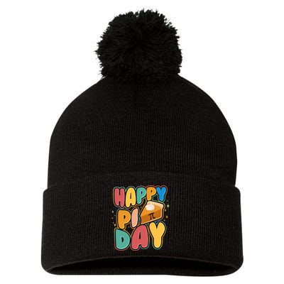 Happy Pi Day 3 14 Pie Slice March 14 Pom Pom 12in Knit Beanie