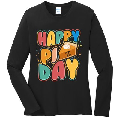 Happy Pi Day 3 14 Pie Slice March 14 Ladies Long Sleeve Shirt