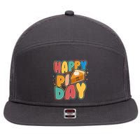 Happy Pi Day 3 14 Pie Slice March 14 7 Panel Mesh Trucker Snapback Hat