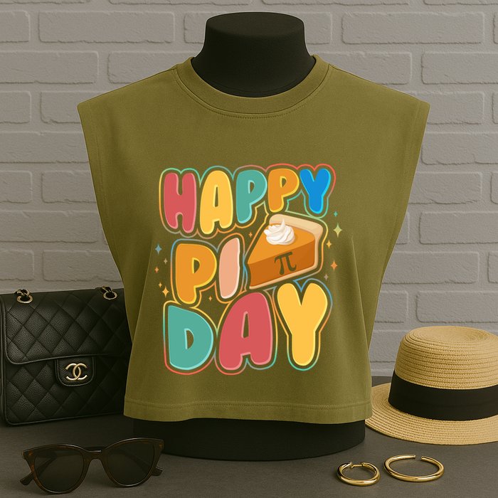 Happy Pi Day 3 14 Pie Slice March 14 Garment-Dyed Women's Muscle Tee