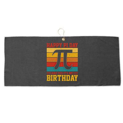 Happy Pi Day And Yes ItS My Birthday Math 14 March Nerd Gift Large Microfiber Waffle Golf Towel