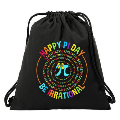 Happy Pi Day Funny Math Coach Teacher Pi Day Coquette Bow Drawstring Bag