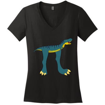 Happy Pi Day Dino Dinosaur T Rex Math Lover Boy Girl Women's V-Neck T-Shirt