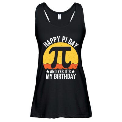 Happy Pi Day And Yes ItS My Birthday Math 14 March Nerd Gift Ladies Essential Flowy Tank