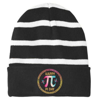 Happy Pi Day Mathematischer Mathematiklehrer Pi 3.14 Striped Beanie with Solid Band