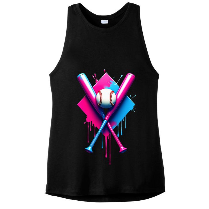 Home Plate Drip Ice Cream Softball Baseball Ladies PosiCharge Tri-Blend Wicking Tank