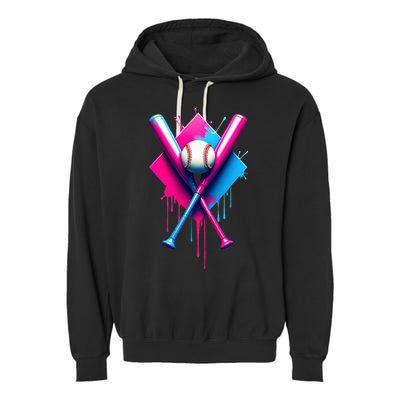 Home Plate Drip Ice Cream Softball Baseball Garment-Dyed Fleece Hoodie