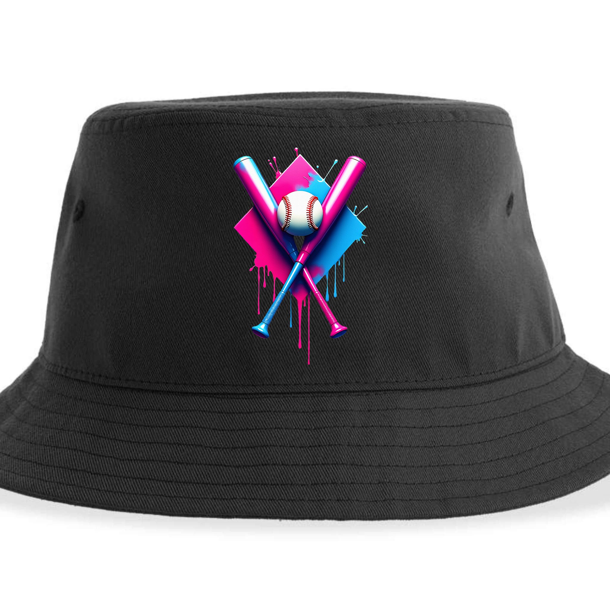 Home Plate Drip Ice Cream Softball Baseball Sustainable Bucket Hat