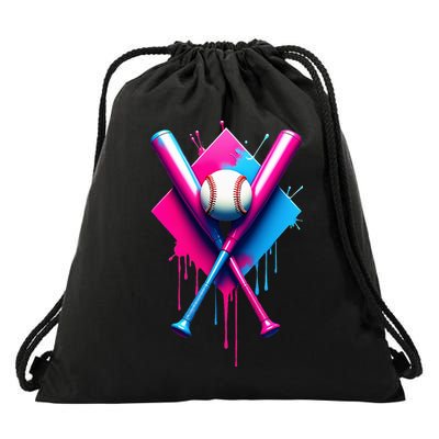 Home Plate Drip Ice Cream Softball Baseball Drawstring Bag