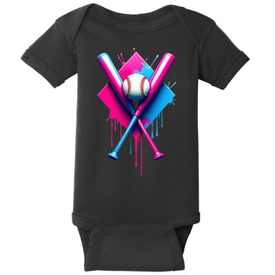 Home Plate Drip Ice Cream Softball Baseball Baby Bodysuit