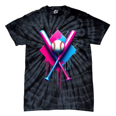 Home Plate Drip Ice Cream Softball Baseball Tie-Dye T-Shirt