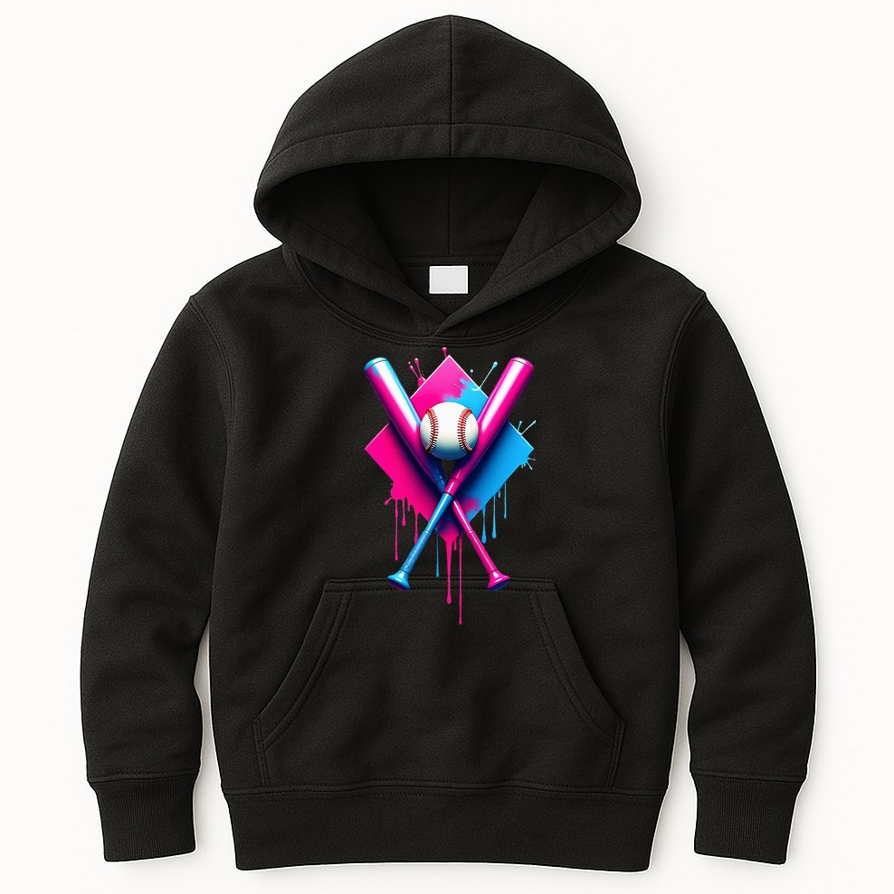 Home Plate Drip Ice Cream Softball Baseball Kids Hoodie