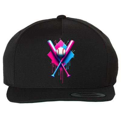 Home Plate Drip Ice Cream Softball Baseball Wool Snapback Cap