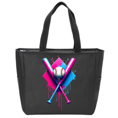 Home Plate Drip Ice Cream Softball Baseball Zip Tote Bag