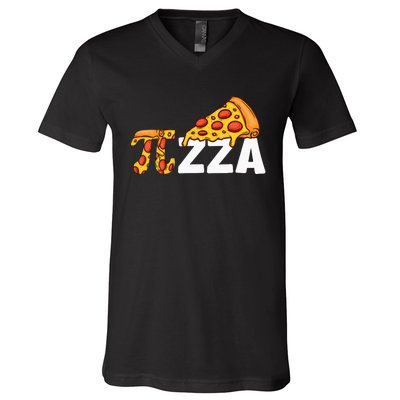 Happy Pi Day Pie Day Pizza Funny Pi Mathematic Math V-Neck T-Shirt