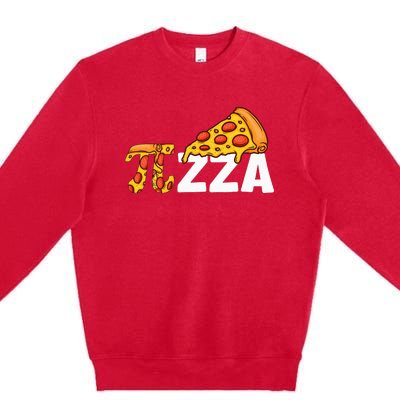 Happy Pi Day Pie Day Pizza Funny Pi Mathematic Math Premium Crewneck Sweatshirt