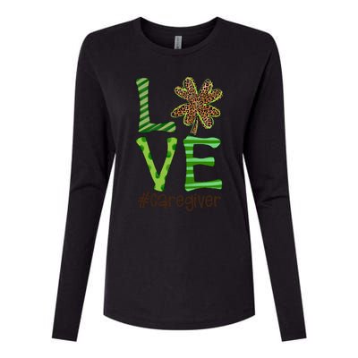 Happy Patrick's Day Love Caregiver Nurse Irish And Leopard Gift Womens Cotton Relaxed Long Sleeve T-Shirt