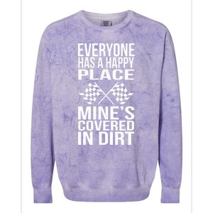 Happy Place Dirt Track Race Sprint Car Racing Driver Gift Colorblast Crewneck Sweatshirt