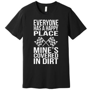 Happy Place Dirt Track Race Sprint Car Racing Driver Gift Premium T-Shirt