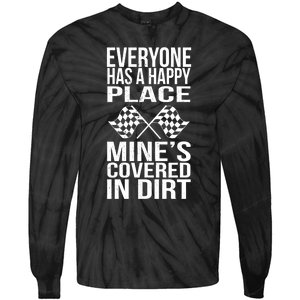 Happy Place Dirt Track Race Sprint Car Racing Driver Gift Tie-Dye Long Sleeve Shirt